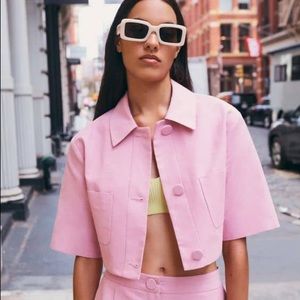 Zara crop pink jacket